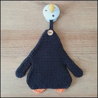 Product afbeelding speendoekje pinguin achterkant Barry and Penguin pacifier cloth pattern