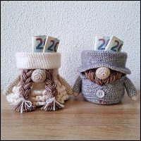 Gnomes bridal couple planter pattern