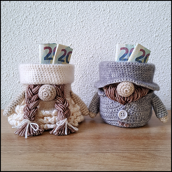 Gnomes bridal couple planter pattern