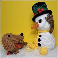 Product afbeelding Sneeuwpop en teckel Sebastian and Dachshund pattern