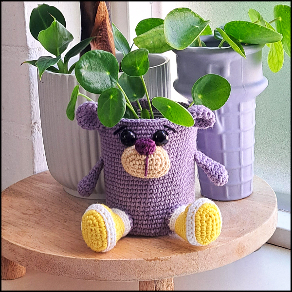 Product afbeelding berenpotje paars 2 Bear planter pattern