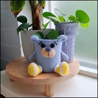 Product afbeelding plantenpotje beer blauw 2 Bear planter pattern