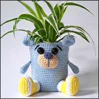 Product afbeelding plantenpotje beer blauw Bear planter pattern
