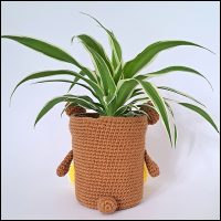 Product afbeelding plantenpotje beer bruin achterkant Bear planter pattern