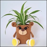 Product afbeelding plantenpotje beer bruin voorkant Bear planter pattern