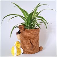 Product afbeelding plantenpotje beer bruin zijkant Bear planter pattern
