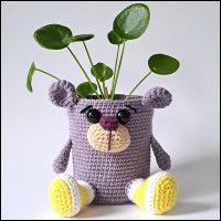 Product afbeelding plantenpotje beer paars Bear planter pattern