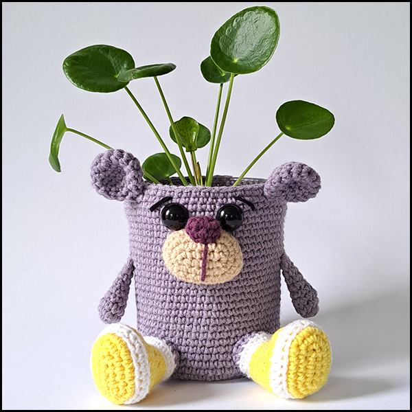 Product afbeelding plantenpotje beer paars Bear planter pattern
