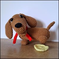 Product afbeelding teckel plassend Sebastian and Dachshund pattern