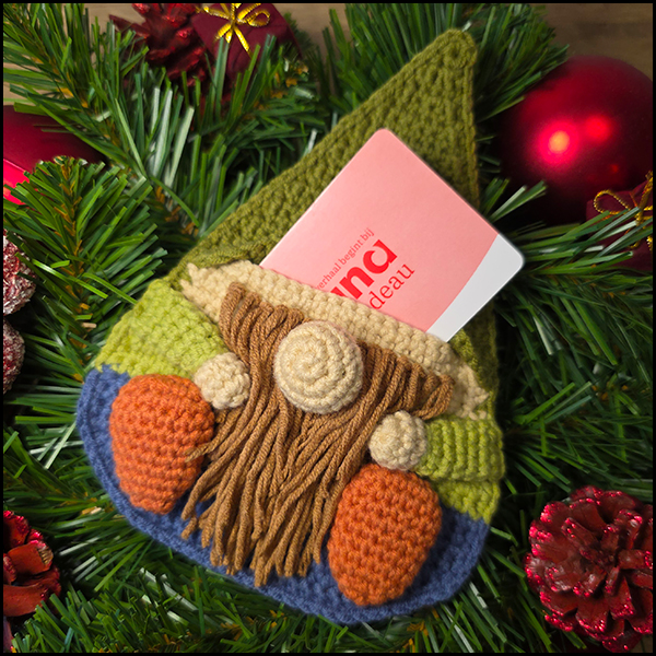 Gnome kerst voorkant 3 kaart Gnome giftcard pocket pattern