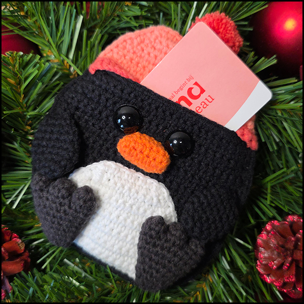 pinguin kerst voorkant kaart Penguin giftcard pocket pattern