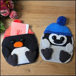pinguins kerst samen Penguin giftcard pocket pattern